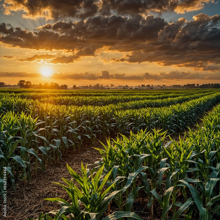 cornfield at sunset #backgrounds #food #corn #maize #cereal #grain #granary #crop #commercial